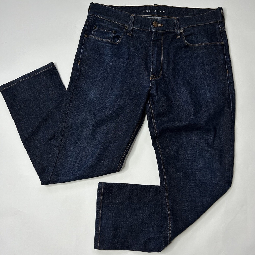 Mott & Bow Jeans Mens 32x27 Slim Straight Dark Stretch Lightweight Comfort